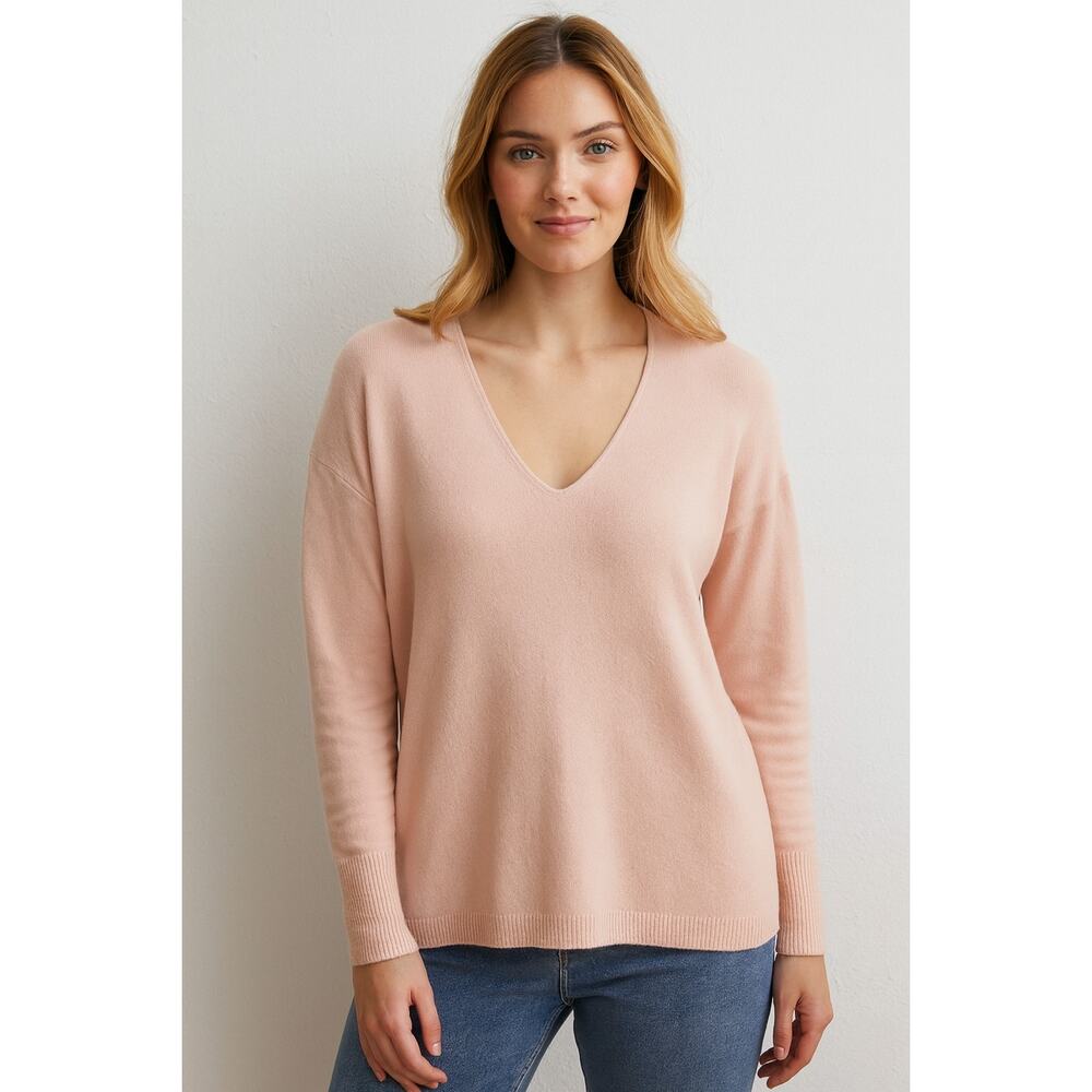 Treasure & Bond Womens Small Pullover Sweater V Neck Light Pink Peach Soft NWOT